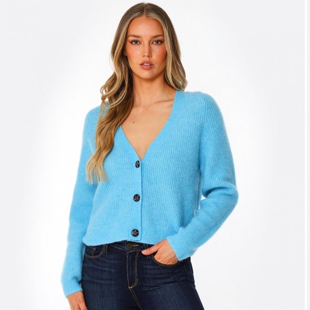 GANNI Soft Wool Knit Cardigan Sweater